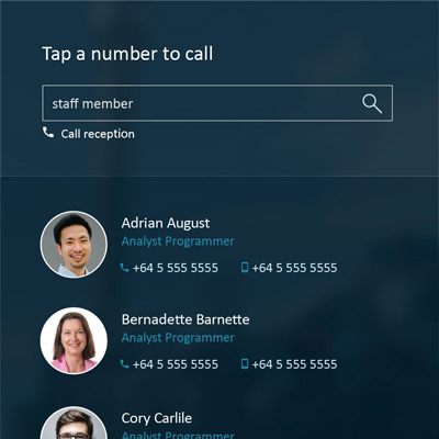 Reception App Interface Project